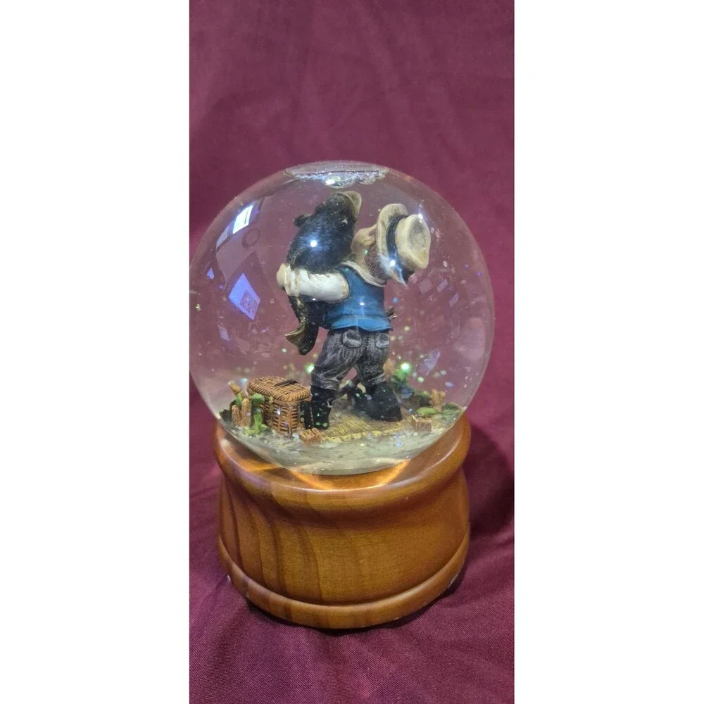 Vtg 1998 Vanmark Sweet Cakes A Good Day Fishing Musical Snow Globe Row Your Boat